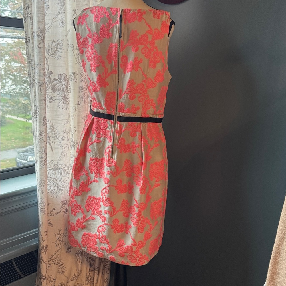 LOFT Elegant Dress with Neon Coral Pattern